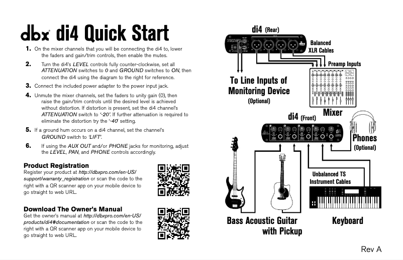 Page 1 of the manual Quick Start Guide DBX di4
