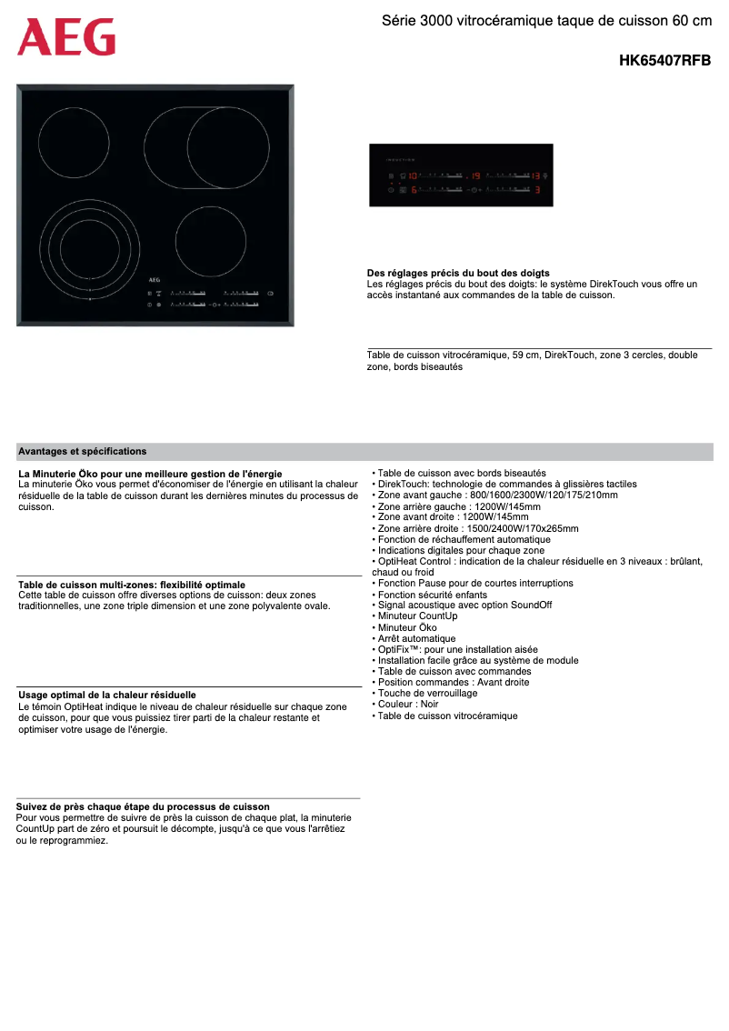 First page image of the manual for HK65407RFB