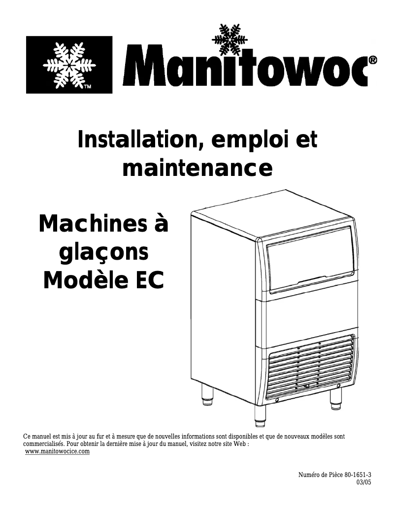 Page 1 of the manual User Manual Manitowoc EC040