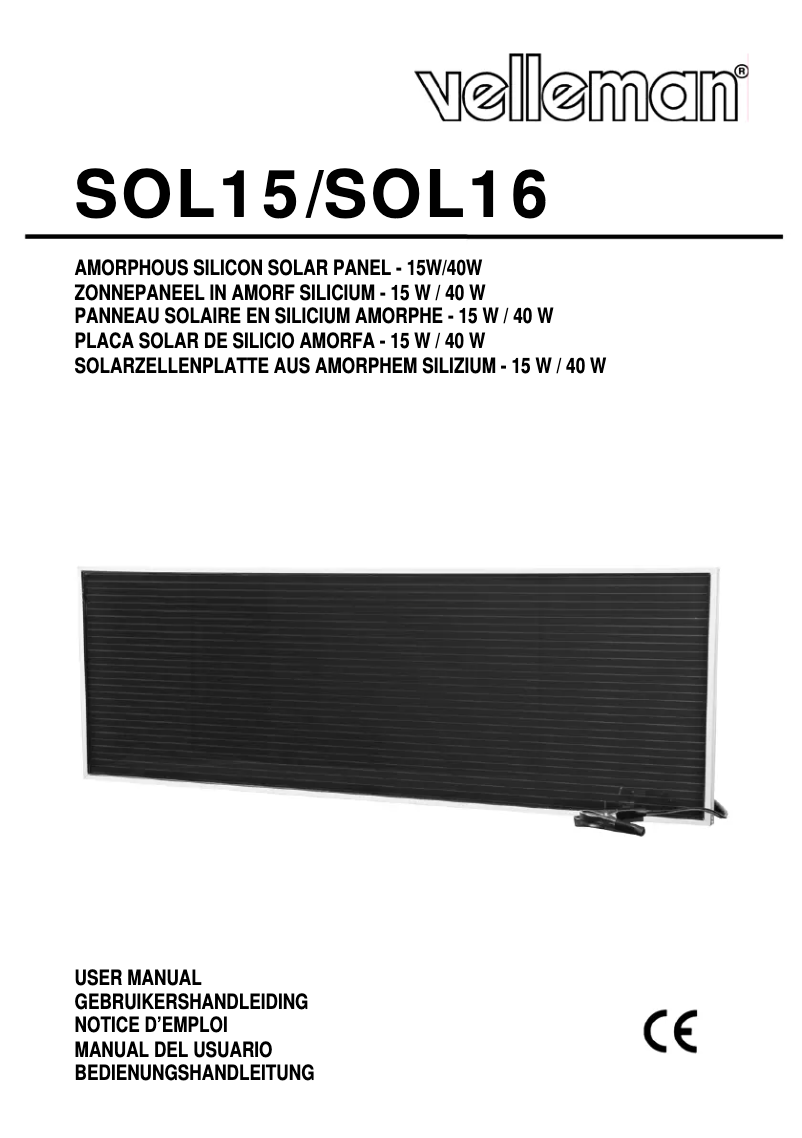 Page 1 of the manual User Manual Velleman SOL15