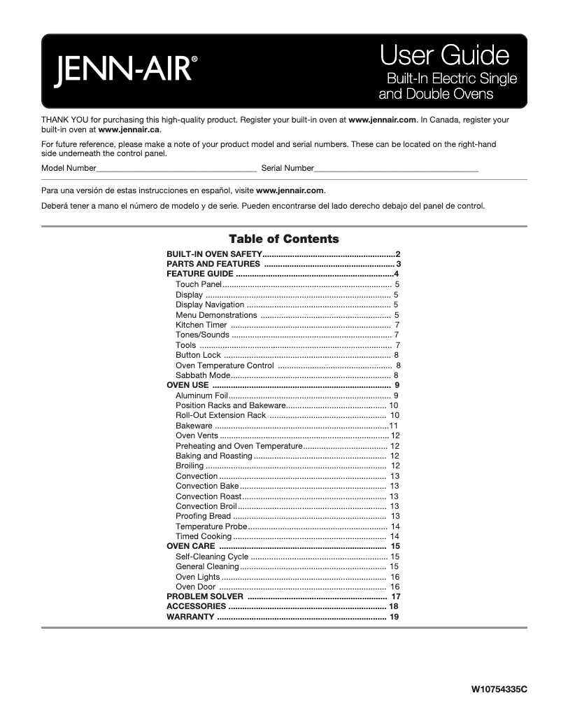 Page 1 of the manual User Manual JennAir JJW2427DB