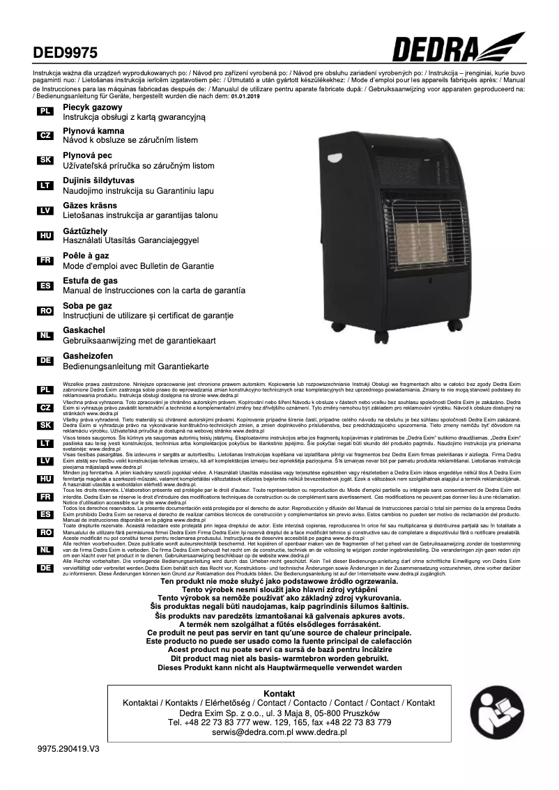 First page image of the manual for DED9975