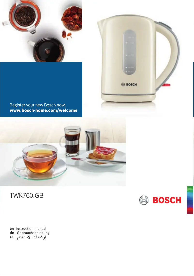 Page 1 of the manual User Manual Bosch TWK7603GB