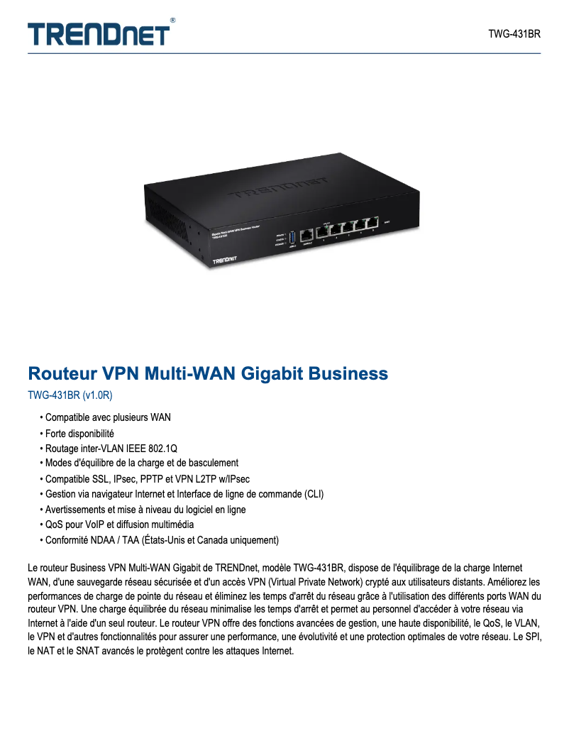 First page image of the manual for TWG-431BR