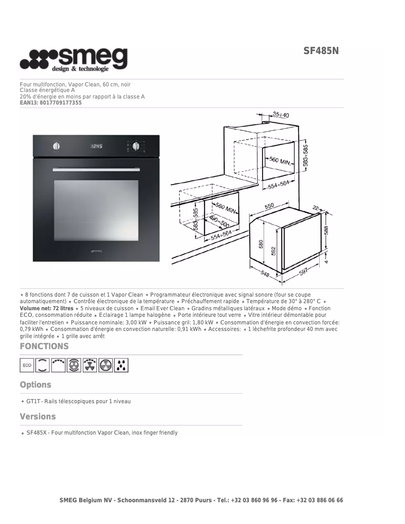 Page 1 of the manual User Manual Smeg SF485N