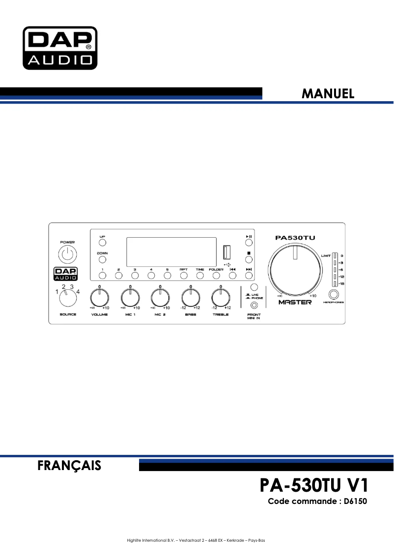 Page 1 of the manual User Manual DAP-Audio PA-530TU