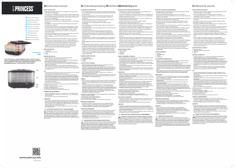 Page 1 of the manual User Manual Princess Food Dryer 112380