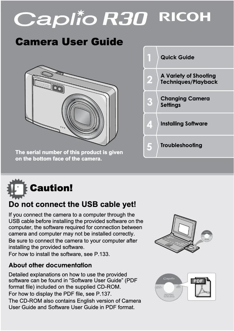 First page image of the manual for Caplio R30