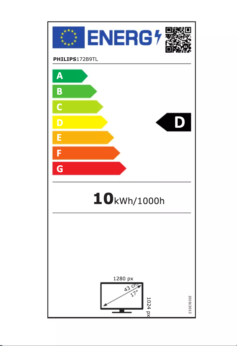 Page 1 of the manual Energy Label Philips 172B9TL