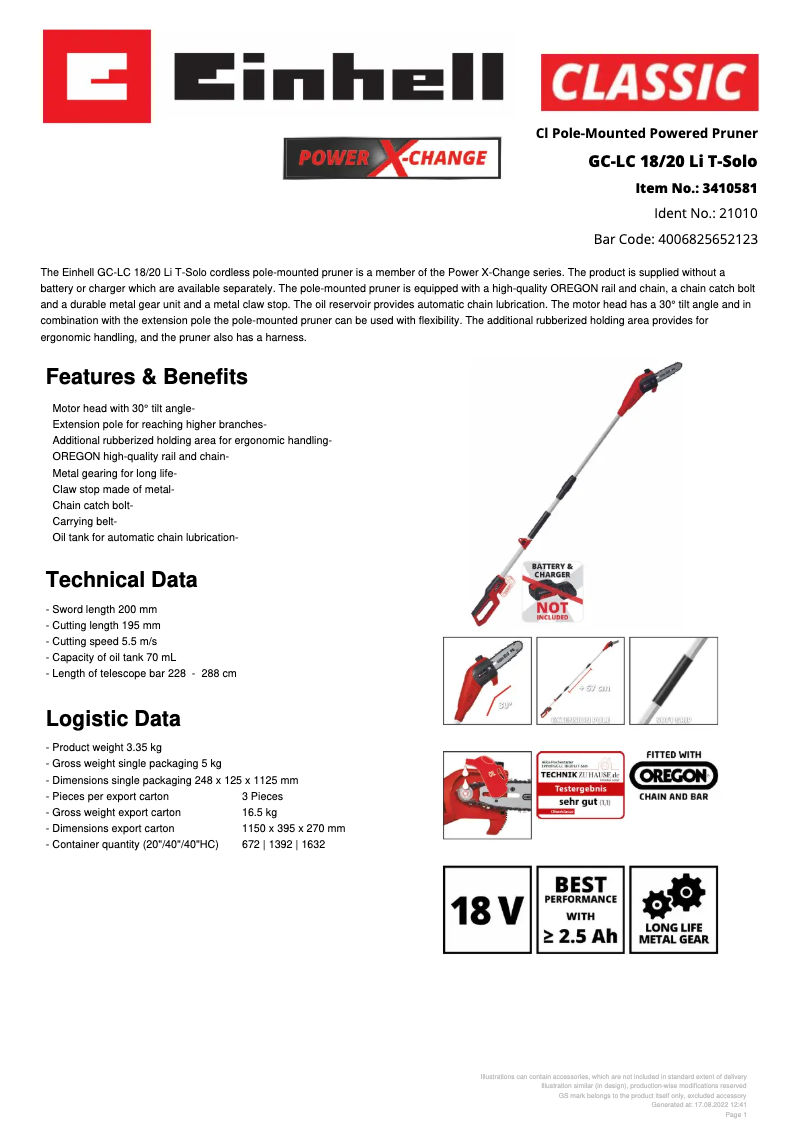 First page image of the manual for GC-LC 18/20 Li T-Solo