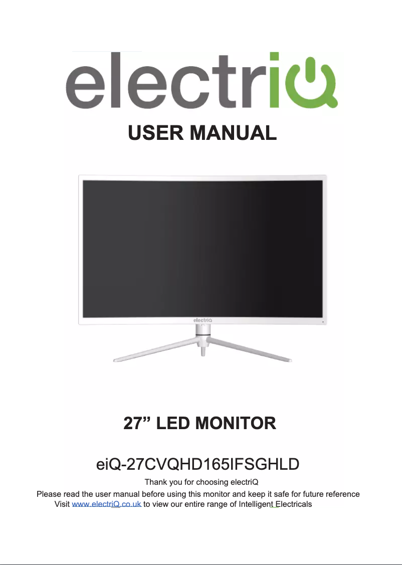 First page image of the manual for eiQ-27CVQHD165IFSGHLD