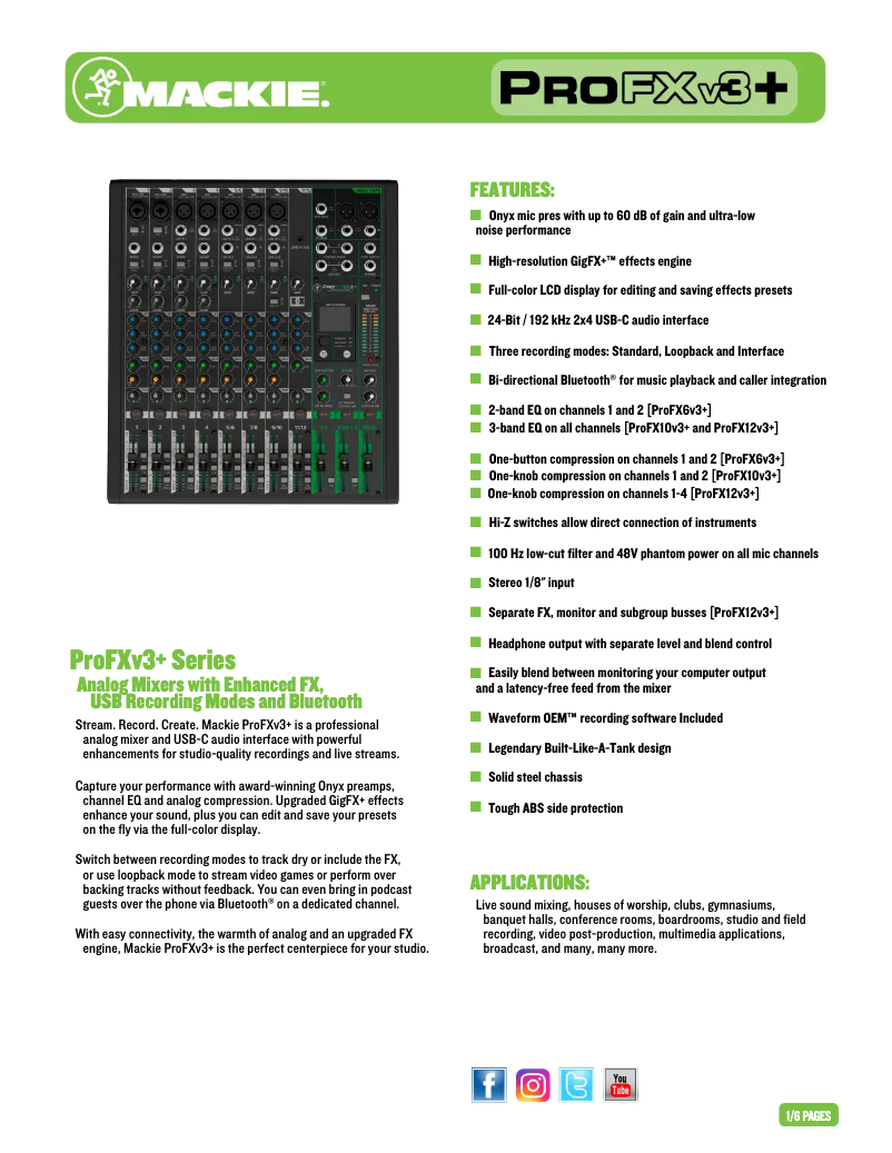 First page image of the manual for ProFX12v3+