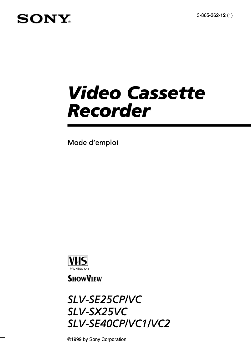 Page 1 of the manual User Manual Sony SLV-SE40CP