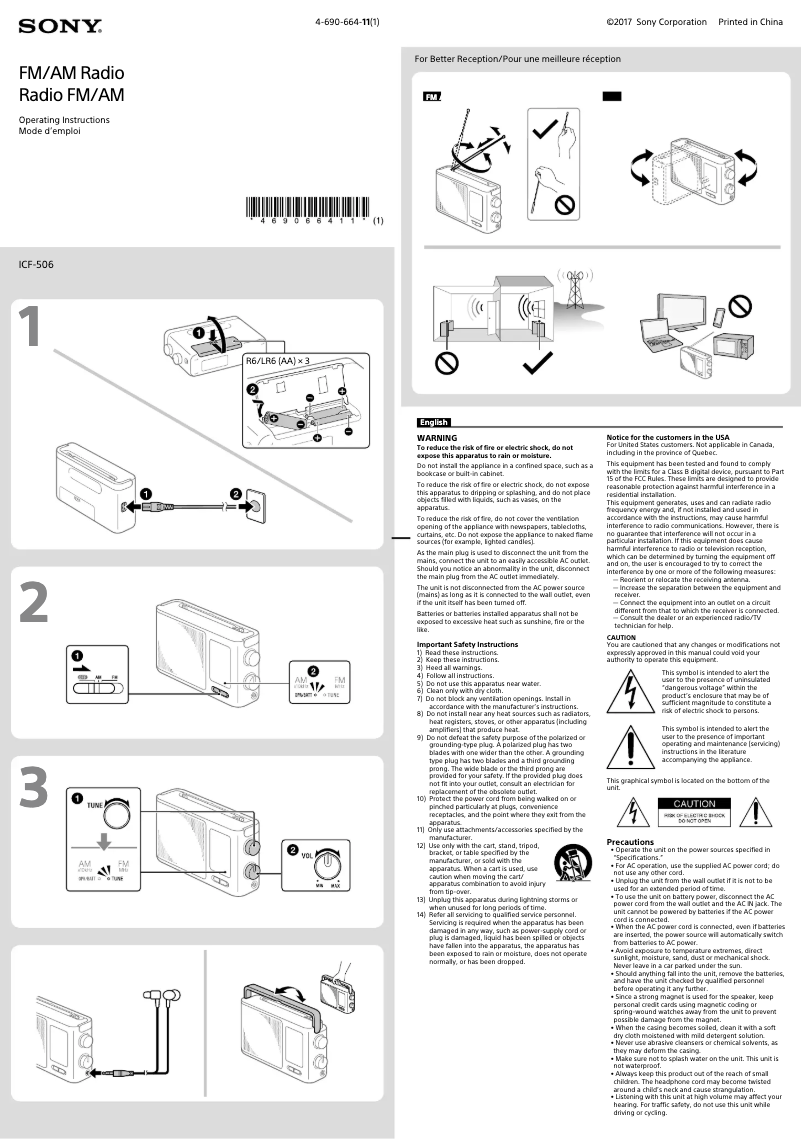 Page 1 of the manual User Manual Sony ICF-506