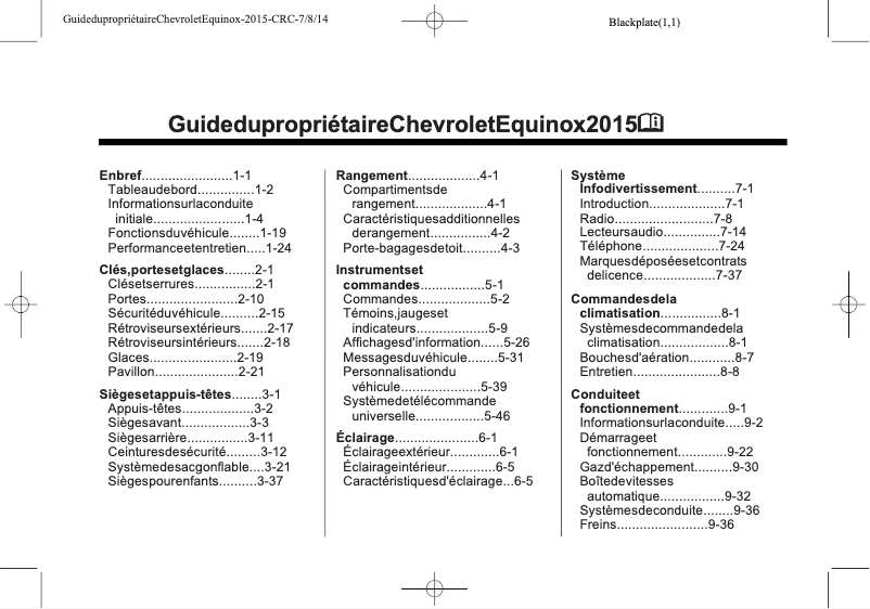 Page 1 of the manual User Manual Chevrolet Equinox (2015)