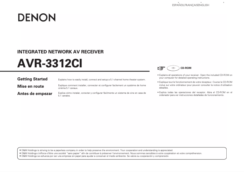 Page 1 of the manual User Manual Denon AVR-3312CI