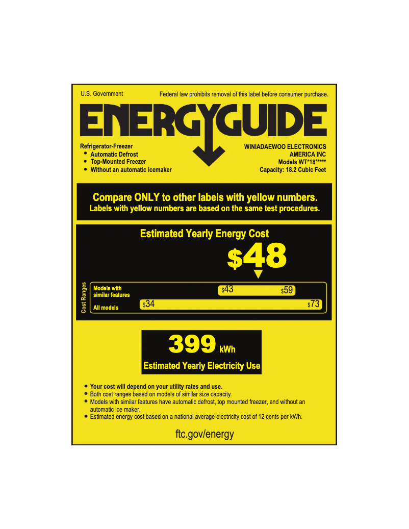 Page 1 of the manual Energy Label Winia WRTG18HBSCD
