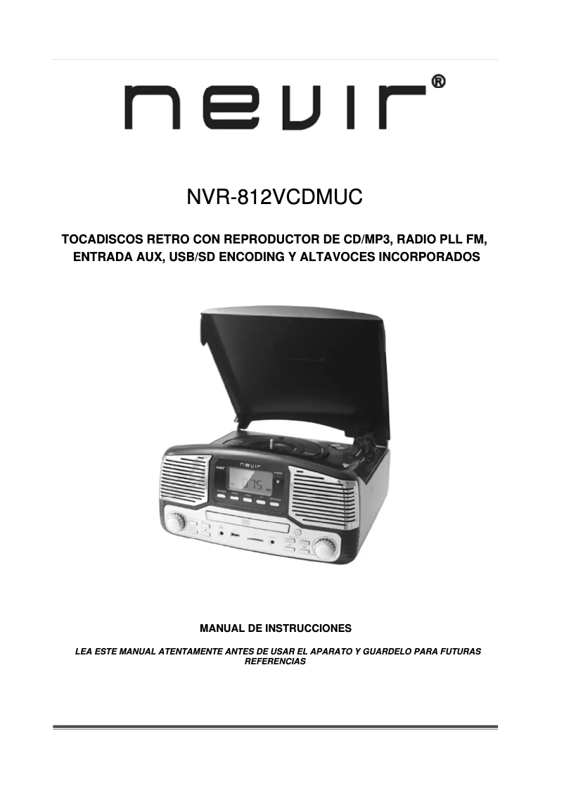 Page 1 of the manual User Manual Nevir NVR-812