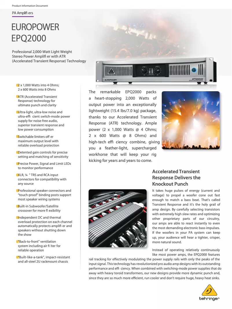 First page image of the manual for Europower EPQ2000