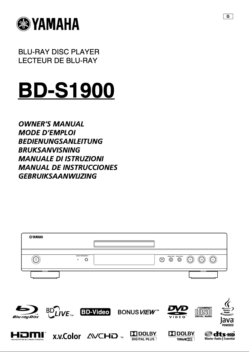 First page image of the manual for BD-S1900