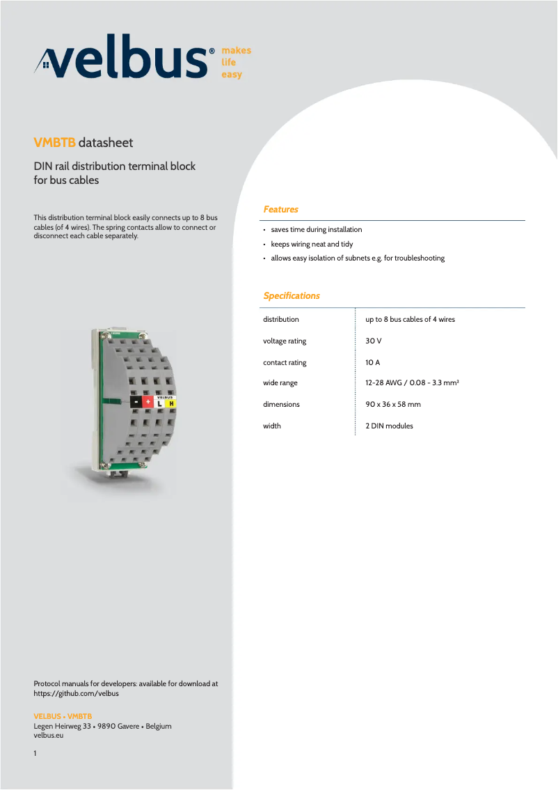 First page image of the manual for VMBTB