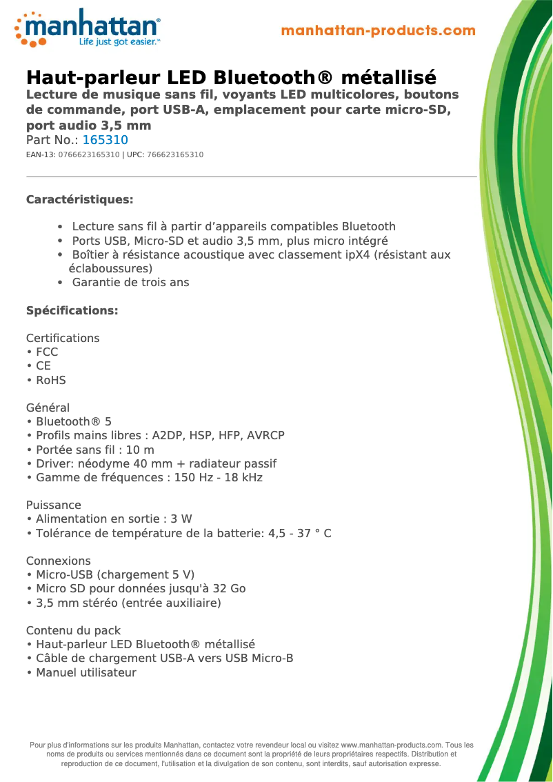 First page image of the manual for 165310