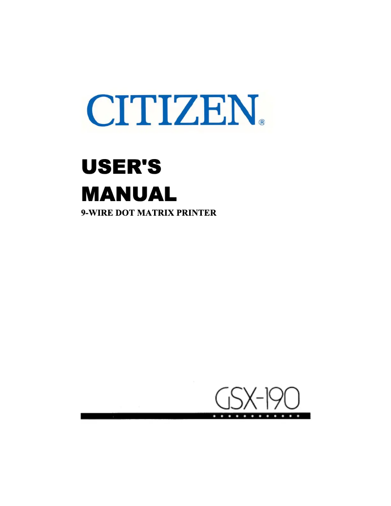 First page image of the manual for GSX-190