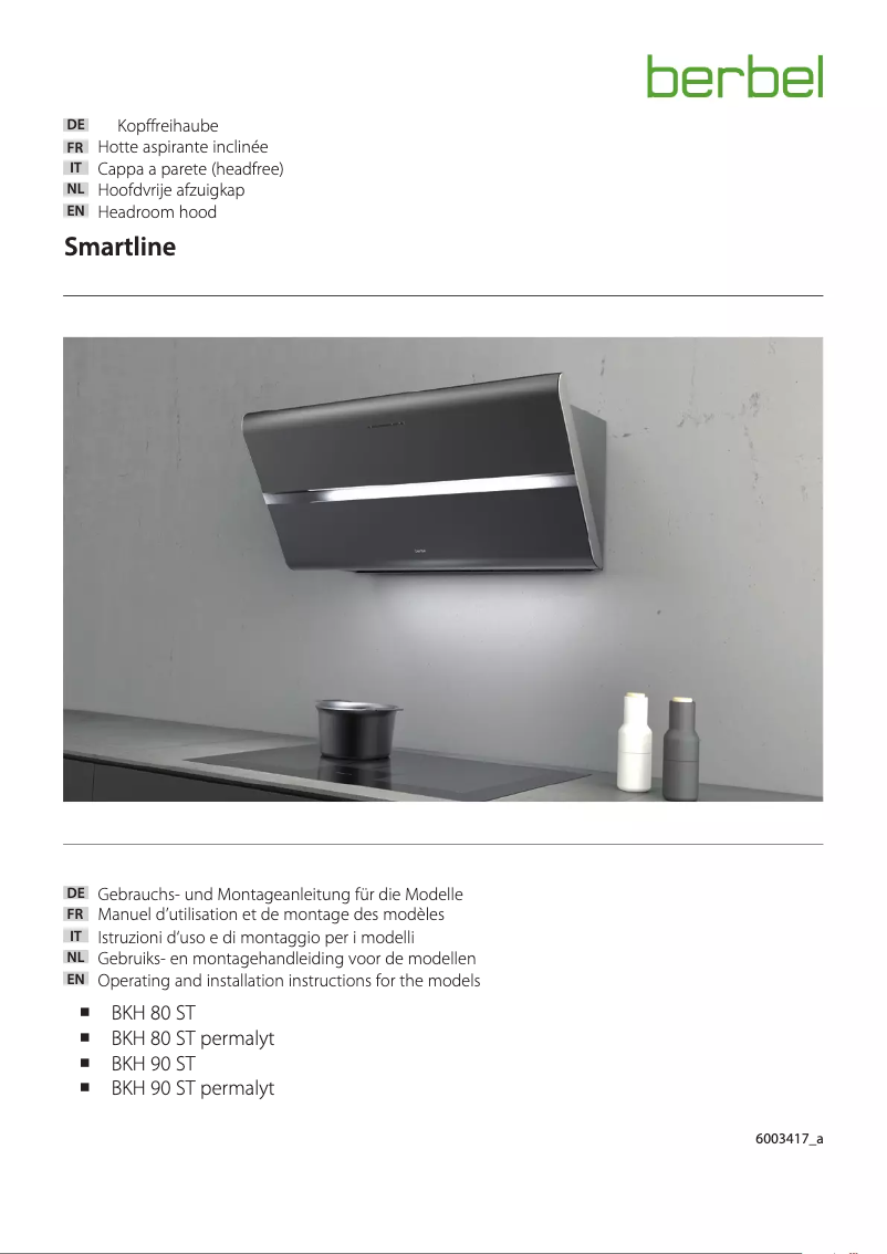 First page image of the manual for BKH 90 ST