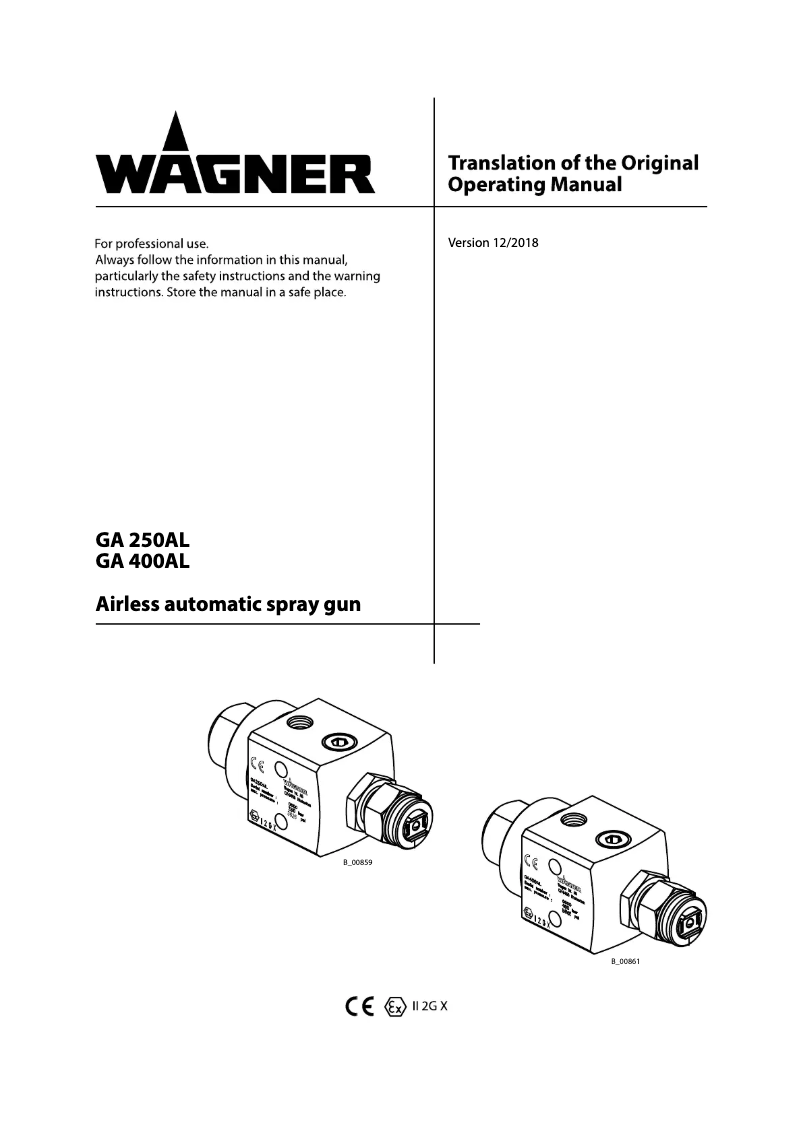 First page image of the manual for GA 250AL