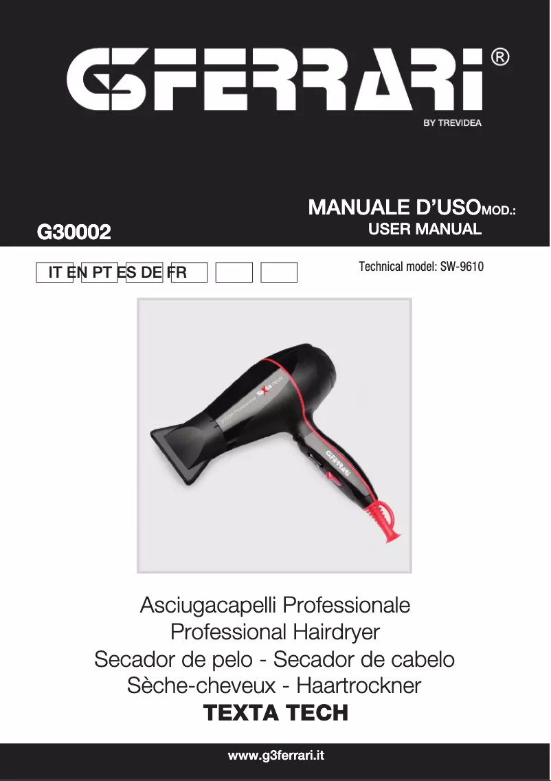 Image de la première page du manuel de l'appareil TextaTech G30002