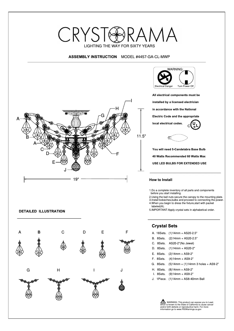 First page image of the manual for Filmore 4457-GA-CL-MWP