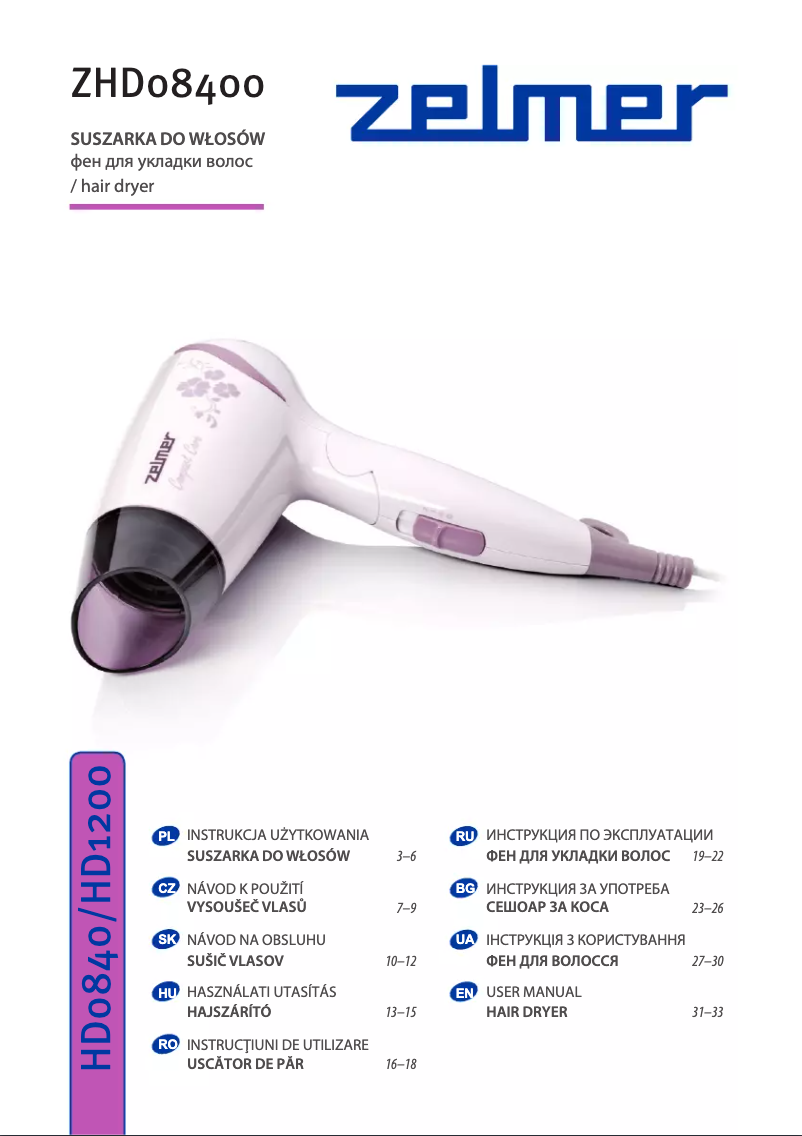 Image de la première page du manuel de l'appareil HD1200