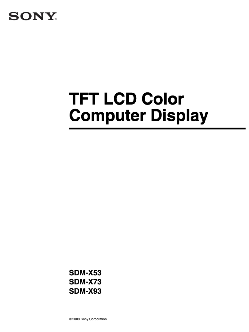 Page 1 of the manual User Manual Sony SDM-X73