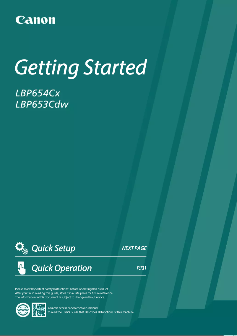 First page image of the manual for i-SENSYS LBP654Cx