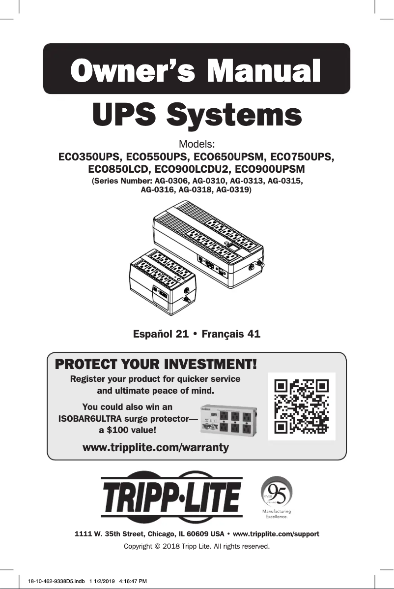 First page image of the manual for ECO900UPSM