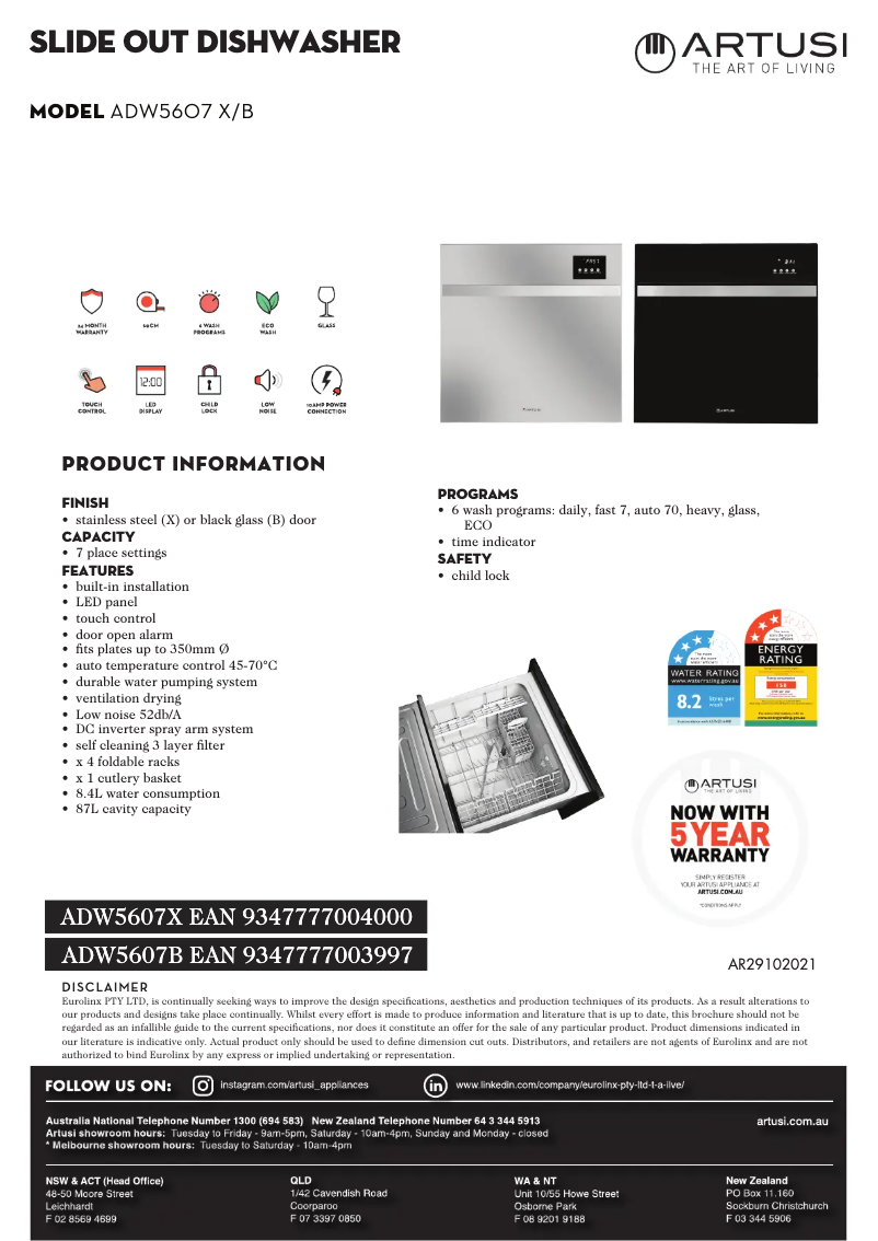 First page image of the manual for ADW5607B