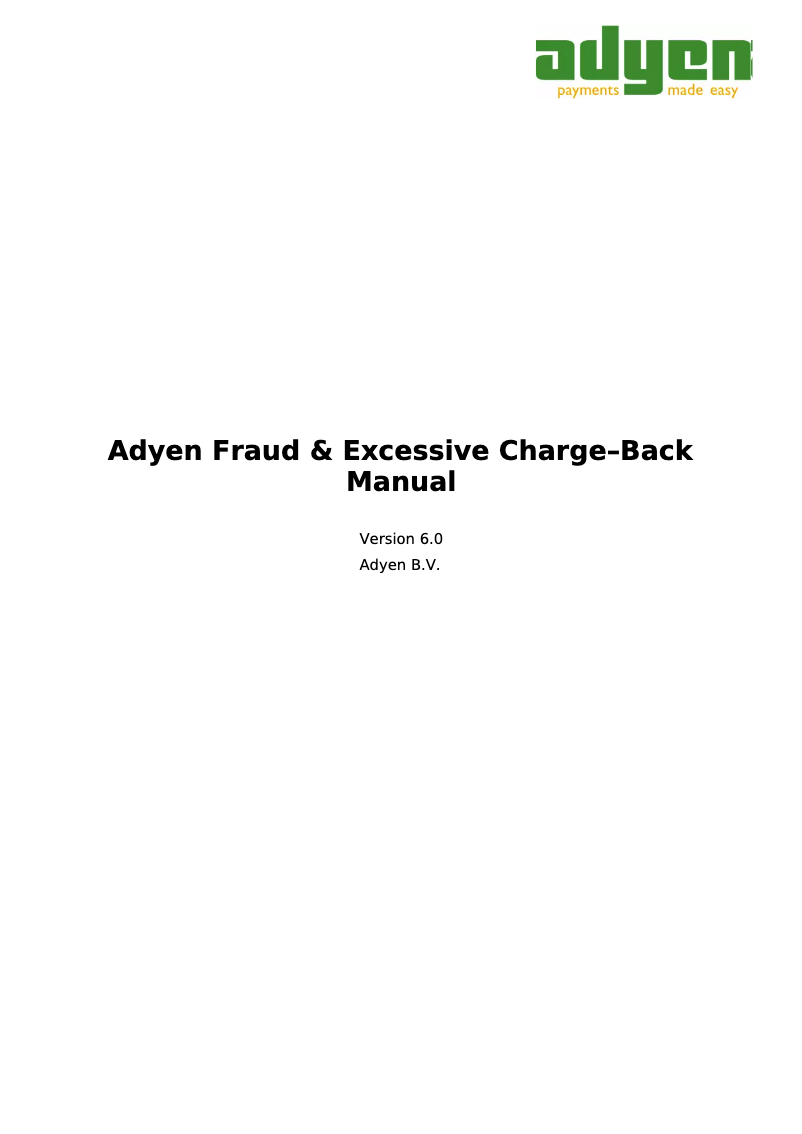 First page image of the manual for Fraud - Excessive Charge-Back