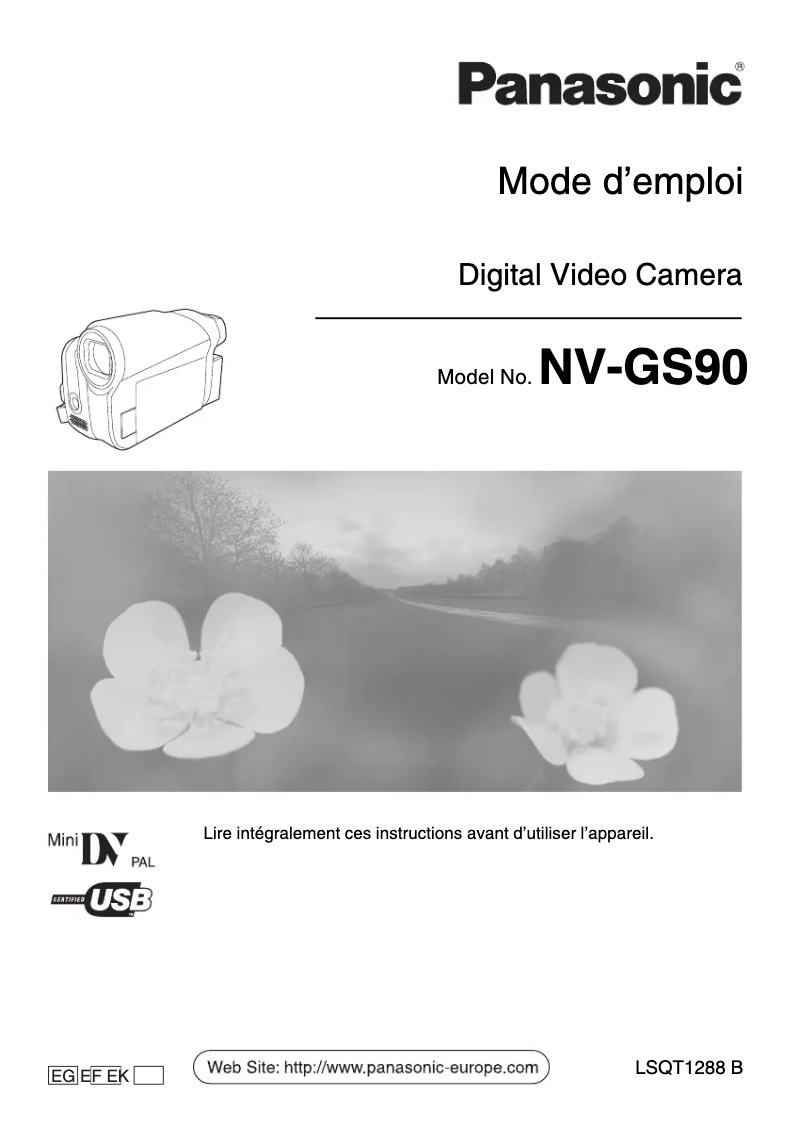 First page image of the manual for NV-GS90