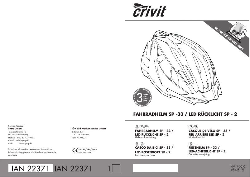 Page 1 of the manual User Manual Crivit SP-33
