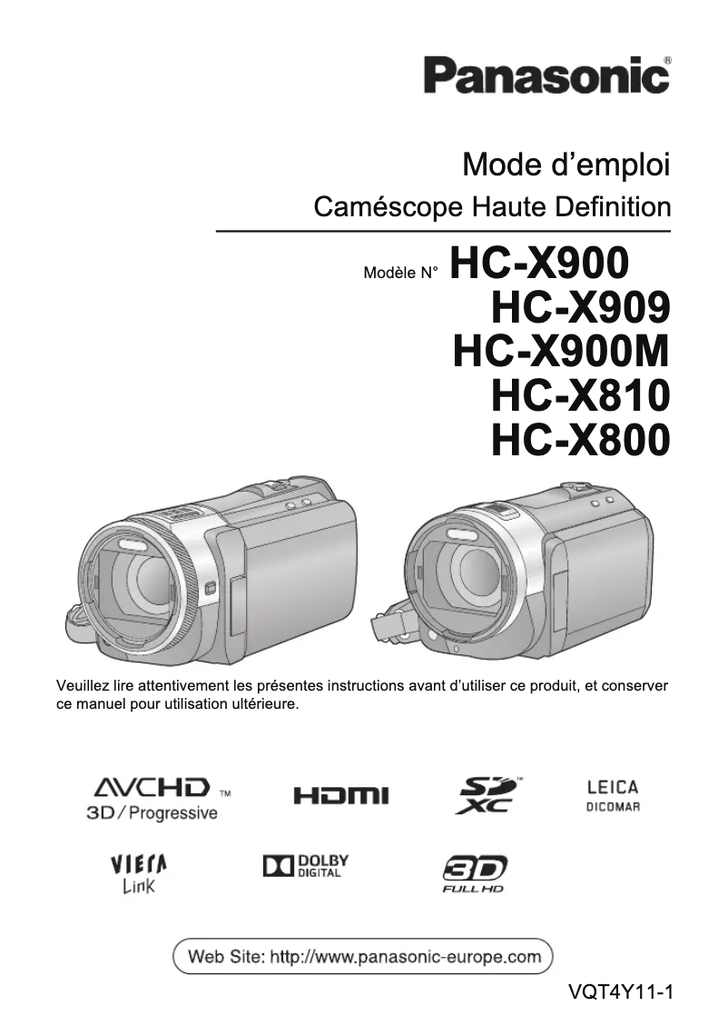 Page 1 of the manual User Manual Panasonic HC-X810