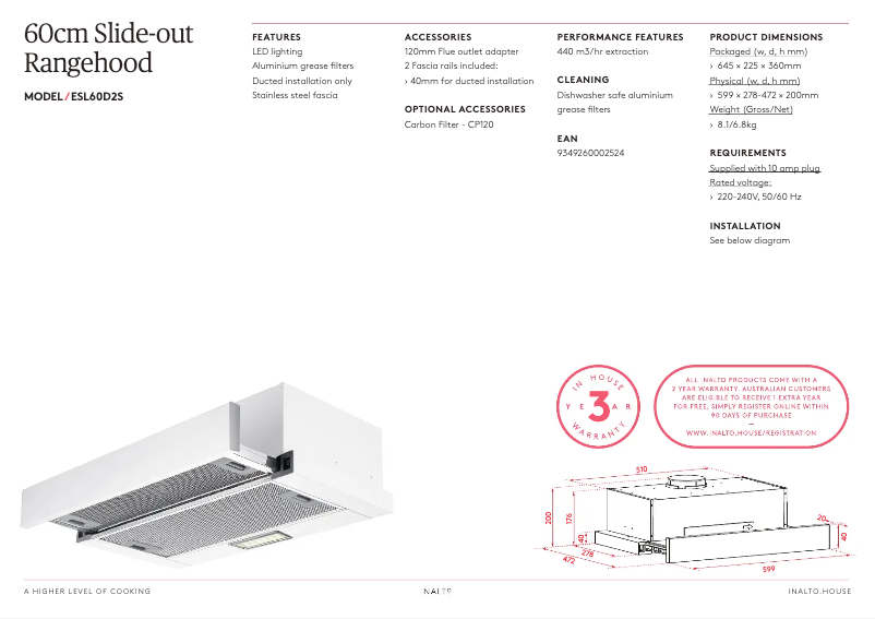 Page 1 of the manual Technical Sheet Esatto ESL60D2S