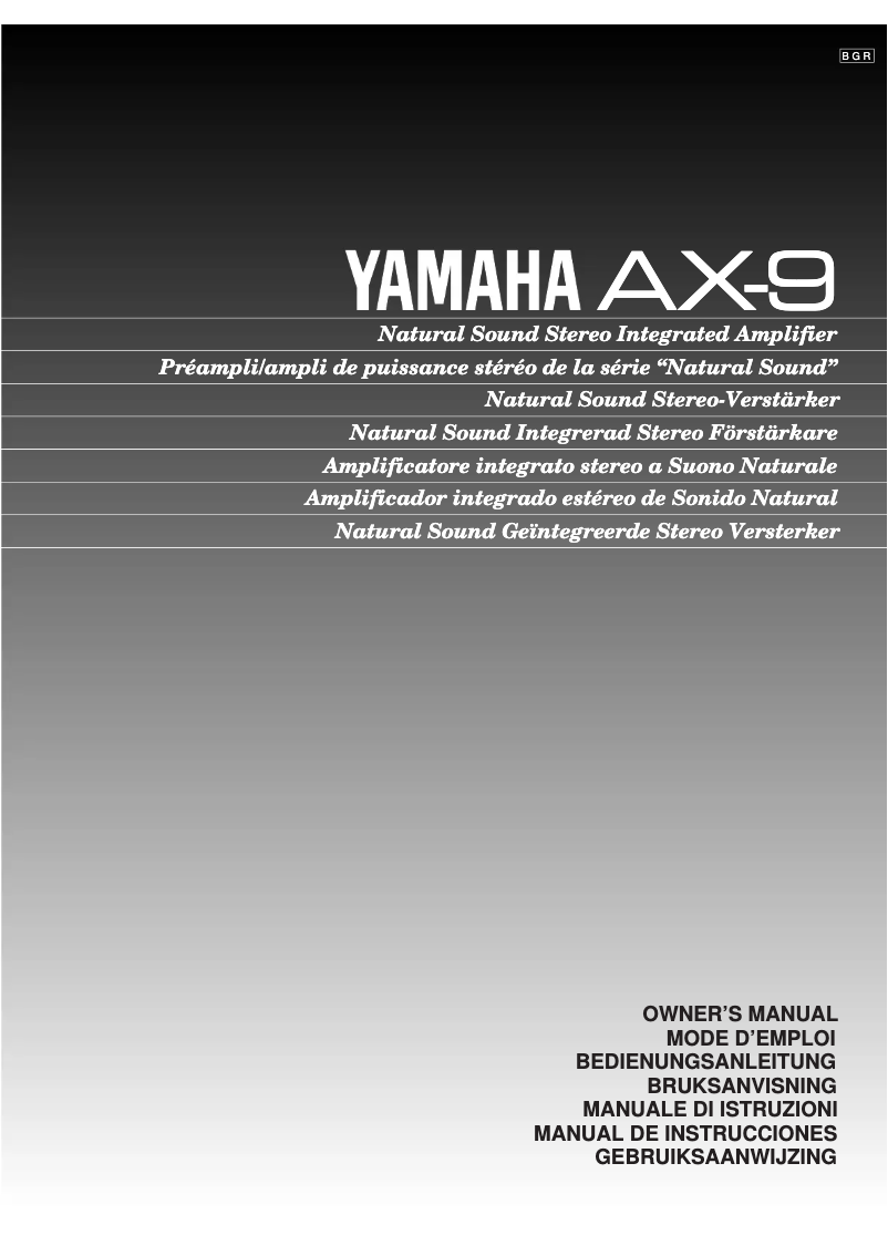 First page image of the manual for AX-9