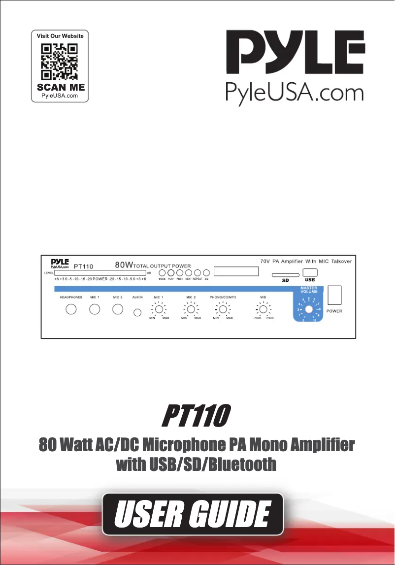 First page image of the manual for PT110