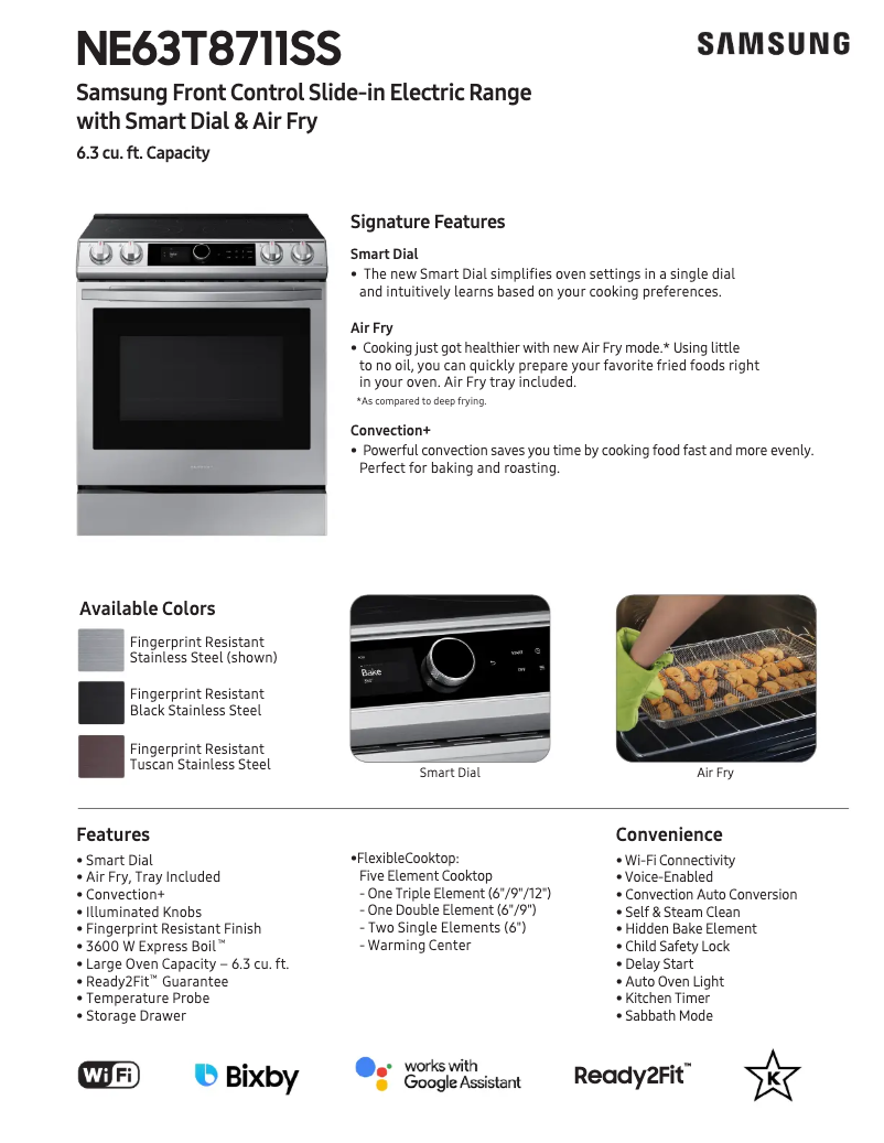 Page 1 of the manual Technical Sheet Samsung NE63BB871112