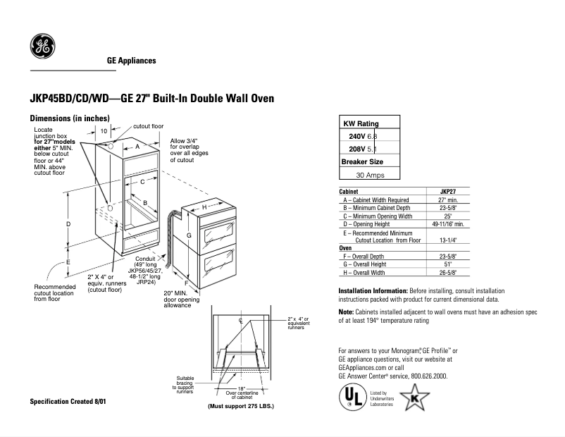 First page image of the manual for JKP45CDCC
