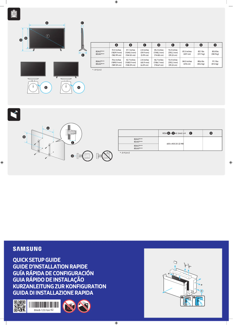 First page image of the manual for UN82AU7000K