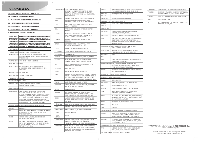 Page 1 of the manual User Manual Thomson 500021