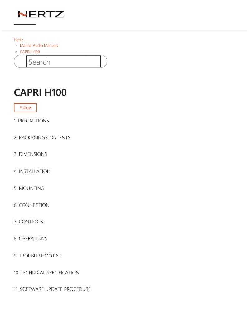 Image de la première page du manuel de l'appareil CAPRI H100