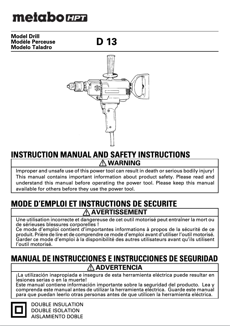 First page image of the manual for D13