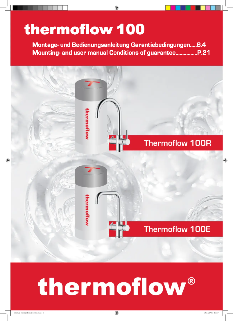 First page image of the manual for Thermoflow100R/E